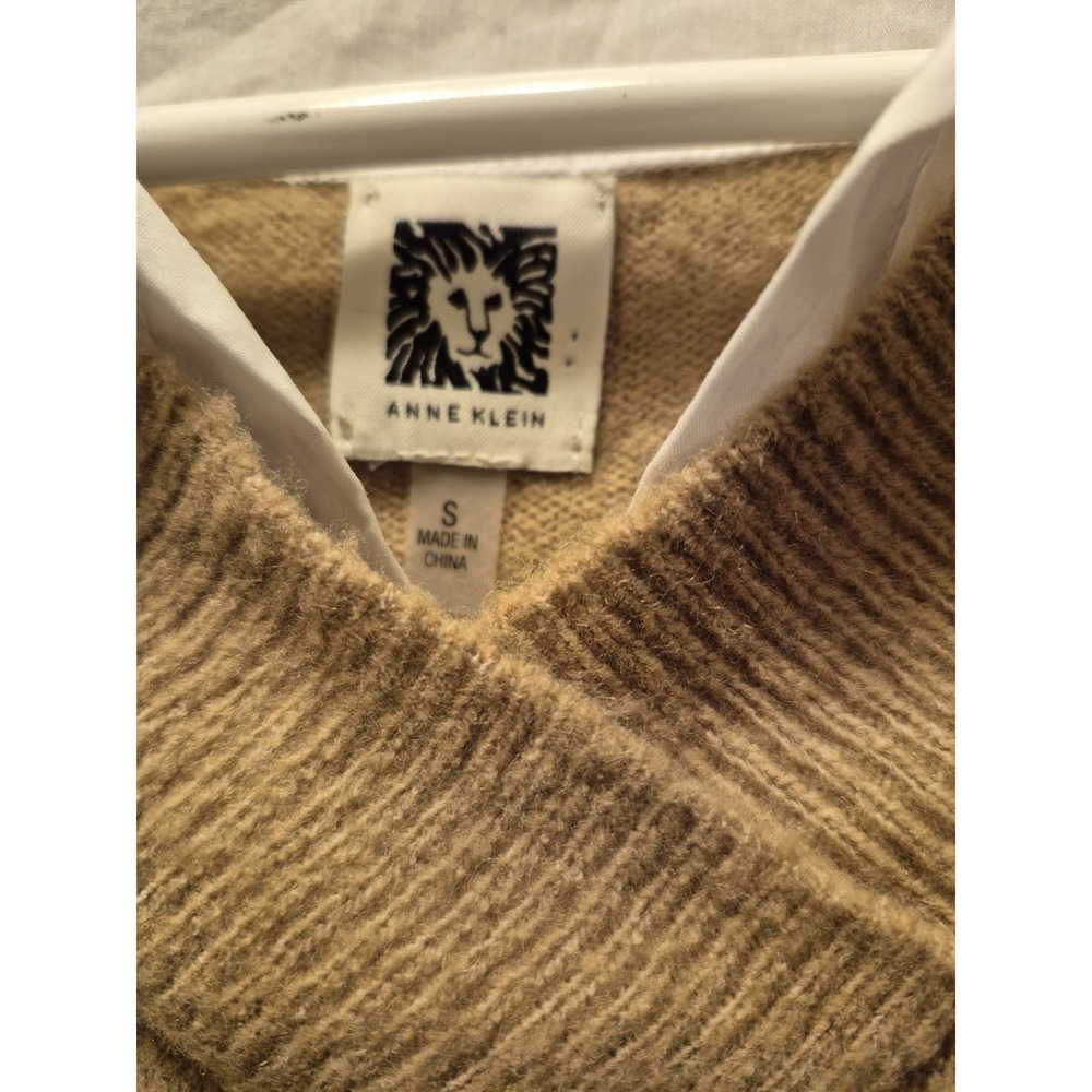 Anne Klein Sweater Blouse Career Top Office‎ Tan Jumper Size S GUC - Picture 4 of 9